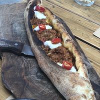 Peinirli vegan (beyond meat, vegan cheese and cream cheese)  at Ergon Agora in Thessaloniki