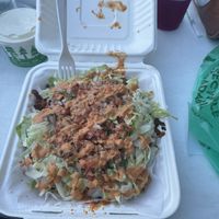 two protein nacho with chipotle sauce   at Calaveritas in Atlanta