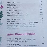 Hot drinks (alternative milk available) at The Botanist in Salford