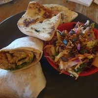 The Great Imitator wrap, garlic bread, rainbow slaw #Veganuary at Nando's in Walkden