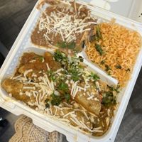vegan chicken enchilada plate  at Liticker's in San Diego