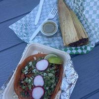 Vegan Birria taco and a “Chicken” Tamale  at Liticker's in San Diego