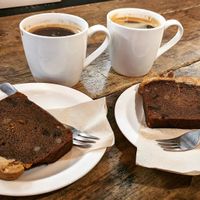 Cake and coffee at 3 Peaks Cycles in Settle