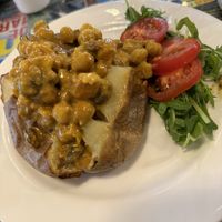 Coronation Chickpea baked potato  at 3 Peaks Cycles in Settle