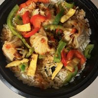 Vegetable Dumpling Rice Bowl #Veganuary at Wunderbar Bistro in Hudson