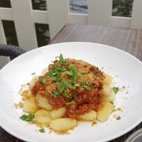 Gnocchi with bolognese at De Vegetarische Slager - The Vegetarian Butcher in The Hague