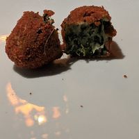 Croquetes d'espinacs, panses i pinyons at Hotel & Restaurant Marina Palamós in Palamos