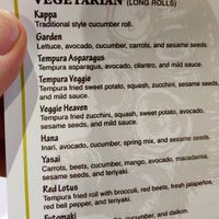 Veggie/Vegan menu options 🌱 at Kei Sushi in Reno