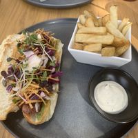 The glizzy & fries  at Good Dogs Plant Foods in Vancouver