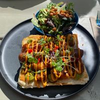 Thot Dog with side caesar   at Good Dogs Plant Foods in Vancouver