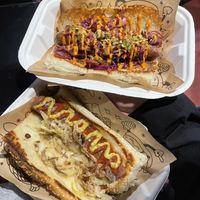 Seoul dog and ball park dog  at Good Dogs Plant Foods in Vancouver