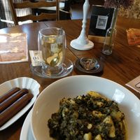 Vegan kale with potatoes & sausage at Alter Bahnhof in Sprockhoevel