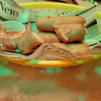 Vegan cheese wrapped in Venezuelan pastry at El Rabipelao in Barcelona