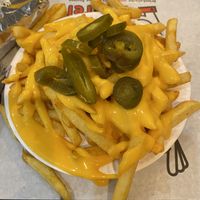 Fries with vegan cheddar   at Uncle Falafel in Salzburg