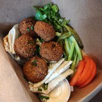 Falafel mixed plate at Not Just Falafel in Athens