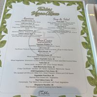 Lake Nona location vegan menu as of October 2022  at Tabla Indian Restaurant in Orlando