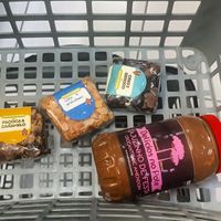 Pasta de amendoim de cajuzinho e brownies com vários sabores, todo de marcas locais.  at VMarché in Curitiba