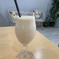 Vegan soya milk shake with mint and fruits   at Dondué in Sao Miguel