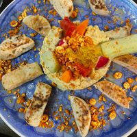 Humous with pitta and veg  at Bar Tomeu in Sitges