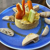 Hummus with pitta and crudités.  at Bar Tomeu in Sitges