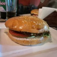 Lentil burger  at Bananas in Mancora