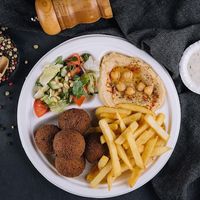 Falafel plate  at Laffa Israel Street Food in Chisinau