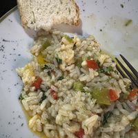 Vegan risotto with a lot of basil taste 🌿   at Mekuri in Himare