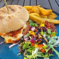 Vegan cheese burger at The Winnock Hotel in Drymen