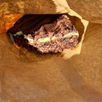 Mint Choc square (with a nibble taken out of it!) at FRÂN Las in Llanberis