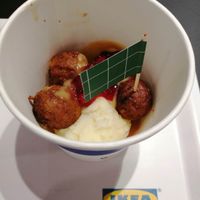 Plant balls with potato in a cup at IKEA - Harajuku in Tokyo