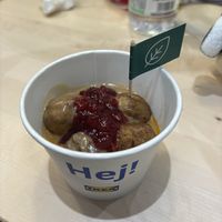balls w cranberry, cheese sauce and mashed potatoes   at IKEA - Harajuku in Tokyo