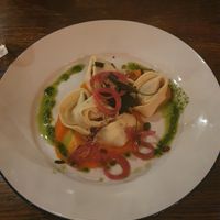 Main: Pumpkin tortellini, butternut squash puree, pickled shallots, toasted walnuts. at Worsley Old Hall in Worsley