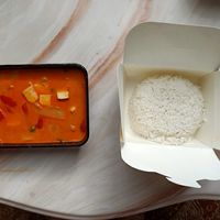 Vegan Spicy Curry with White Rice at Tuk Tuk Thai Mad - Food Stall in Aarhus