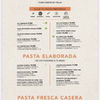 Carta de pasta  at Pizzeria Acebuche in Vejer De La Frontera