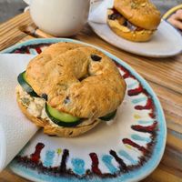 Chickpea tuna at Pom Pom Bagels in Lagos