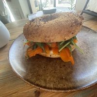Vegan salmon bagel   at Pom Pom Bagels in Lagos
