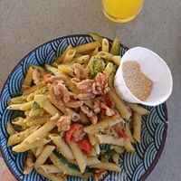 Green explosion pasta at Apple's Eye in Mellieha