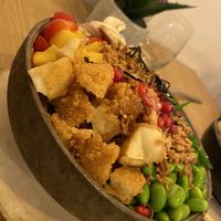 Crispy tofu, tomates cerises, grenades, champignons .  at Poké House - Louvain-La-Neuve in Louvain-la-neuve