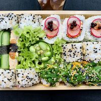 Creative Sushi lunch tray  at Yumii in Luxembourg City
