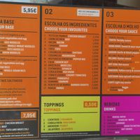 Menu at Wok to Walk in Lisbon