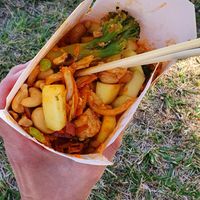 Wok with mango, tofu, cashiews, brocoli. at Wok to Walk in Lisbon