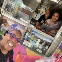 Lovely ladies at the food truck  at Community Vegan in Austin