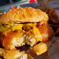 Close up of cauliflower chikin at Community Vegan in Austin