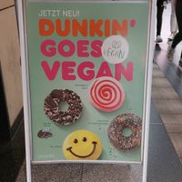 Advertising for the new vegan donut range  at Dunkin' in Mannheim