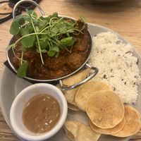 Vegan 'shicken' curry  at Prince Llewelyn Hotel in Beddgelert