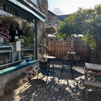 Seats outside at The Real Coffee Stop in Beddgelert