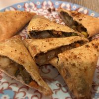 Samosas   at La Garrina Natural Wine Bar in Girona