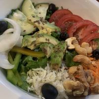 Delicious raw vegan salad (except the olives and cashews). at Ahora Si in Samara