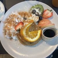 Maple syrup and fruit pancakes   at Fern & Fika - Birger Jarlsgatan in Stockholm