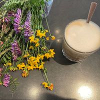 Iced Cappuccino with oat milk (nope, the flowers weren’t included)  at kaffeefabrik in Vienna